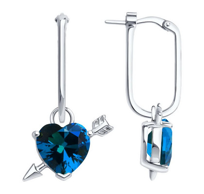 Серьги из серебра с фианитами