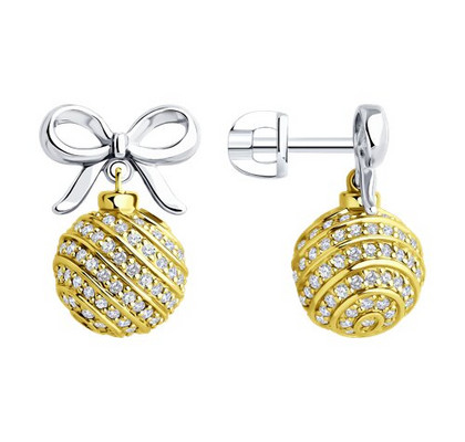 Серьги из серебра с фианитами