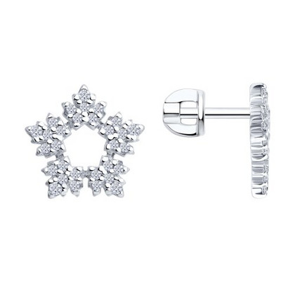 Серьги из серебра с фианитами