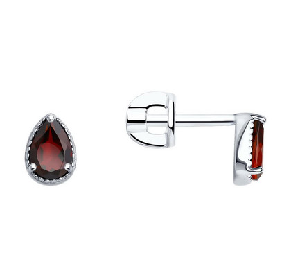 Серьги из серебра с гранатами