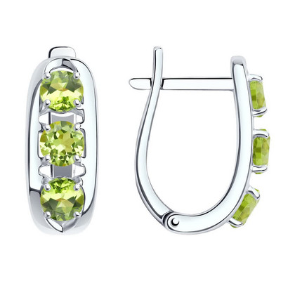 Серьги из серебра с хризолитами